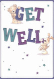 Cheerful and filled with light, this illustrated get well card is a joyful extension of the kindness found across Golders Green. Two adorable figures-a teddy bear with plush, soft fur and a bright-eyed puppy-playfully interact with the large, colour-blocked letters of 'Get Well,' as if ready to leap right into a loved one's hands. The vibrant text in indigo and teal shimmers against a creamy background, offering gentle brightness that uplifts the spirit. Over the card, a constellation of stars in blue and purple add a magical, hopeful atmosphere, much like discovering a surprise bouquet on the steps of a neighbour's home. The tactile feel of the characters' fur is so vivid it invites a comforting embrace, echoing the human touch behind every bouquet arranged for local delivery. Created with artistry and warmth, this card sends wishes of comfort and encouragement, making healing moments in Golders Green a little brighter and more personal.